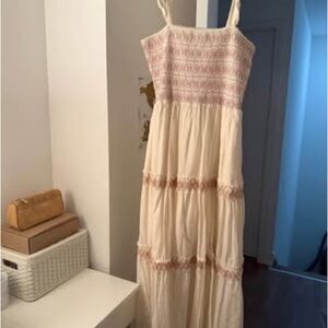 Madewell Lucie Smocked Tiered Midi Dress Lighthouse